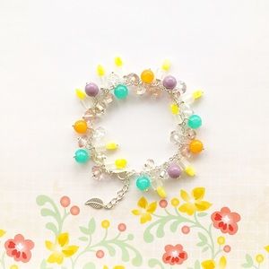 Pastel Bloom — Adjustable Handmade Silver-Plated Charm Bracelet